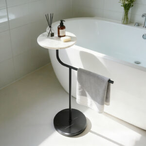 Marble Bathroom Side Table Towel Rack
