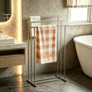 Modern 3-Tier Brushed Steel Towel Rack