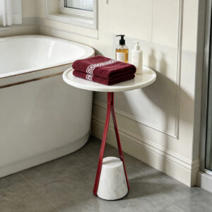 Modern Marble and Red Metal Pedestal
