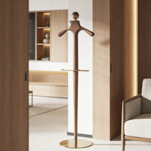 Luxury Walnut and Brass Valet Stand