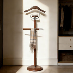 Modern Walnut and Steel Valet Stand