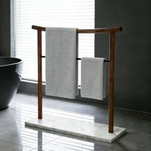 Luxury Walnut and Marble Towel Rack
