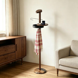 Modern Walnut and Marble Valet Stand