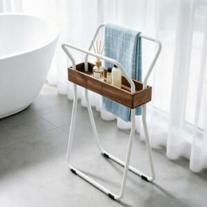 Modern White Metal Standing Towel Rack