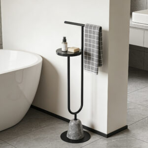 Minimalist Matte Black Standing Towel Rack