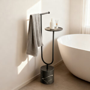 Modern Marble Bathtub Caddy Floor Stand Towel Rack