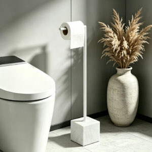 Minimalist Marble Floor Toilet Paper Holder